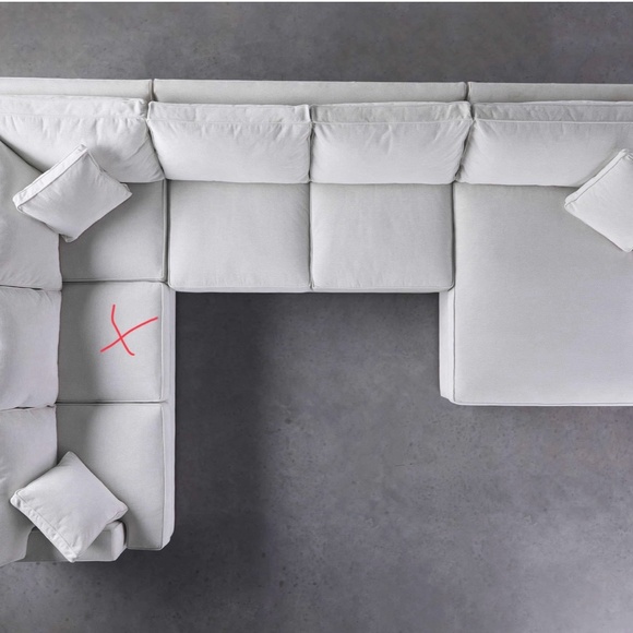 ARHAUS DUNE THREE PIECE CHAISE SECTIONAL, CENTRAL SEAT CUSHION, SNOW. - Picture 10 of 10